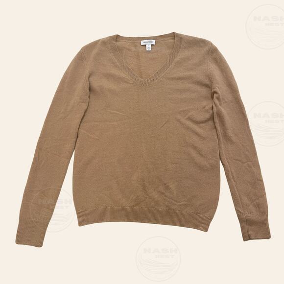 Nordstrom S Cashmere V-Neck Sweater | Soft Tan Beige, Classic, Minimalist - Picture 3 of 8